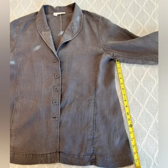 Eileen Fisher Women’s 100% Linen Grey gray button front jacket. Size large - Picture 6 of 11